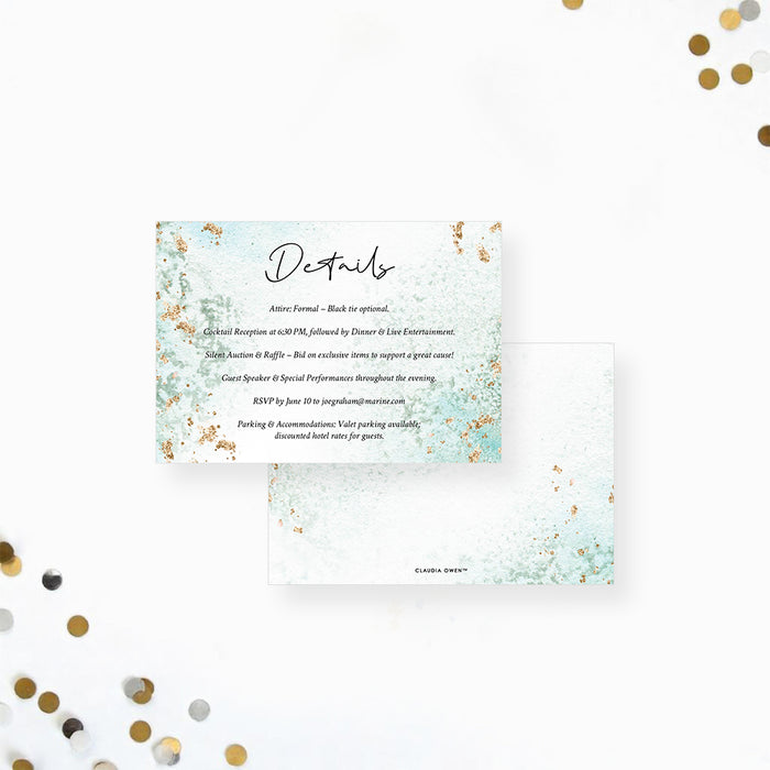 Aqua and Gold Gala Invitation Elegant Charity Fundraiser Card