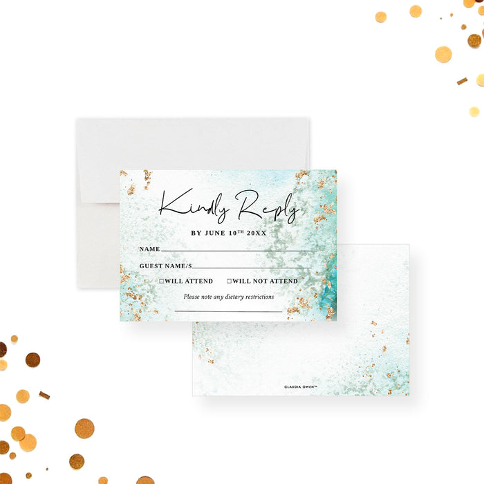 Aqua and Gold Gala Invitation Elegant Charity Fundraiser Card