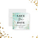 Custom save the date with aqua and gold watercolor, perfect for galas, fundraisers, and milestone celebrations.-front