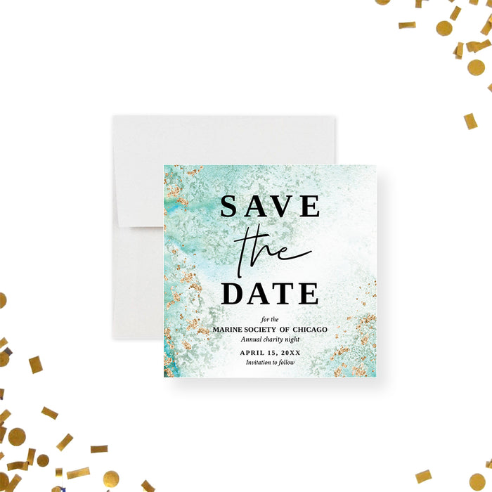 Aqua and Gold Gala Invitation Elegant Charity Fundraiser Card