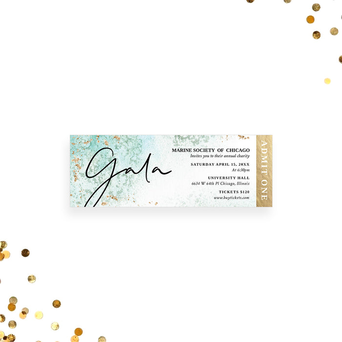 Aqua and Gold Gala Invitation Elegant Charity Fundraiser Card