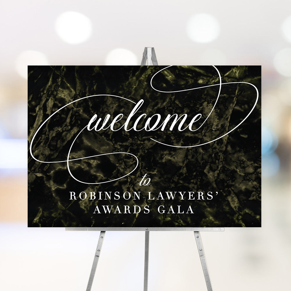 Elegant Welcome Sign for Business Awards Gala with Marble Design