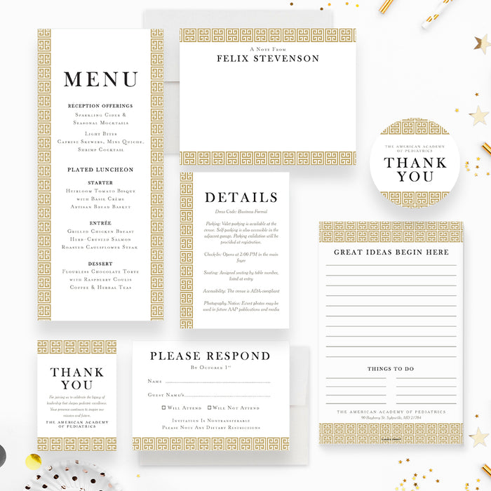 Formal Business Event Invitation Elegant Greek Key Design