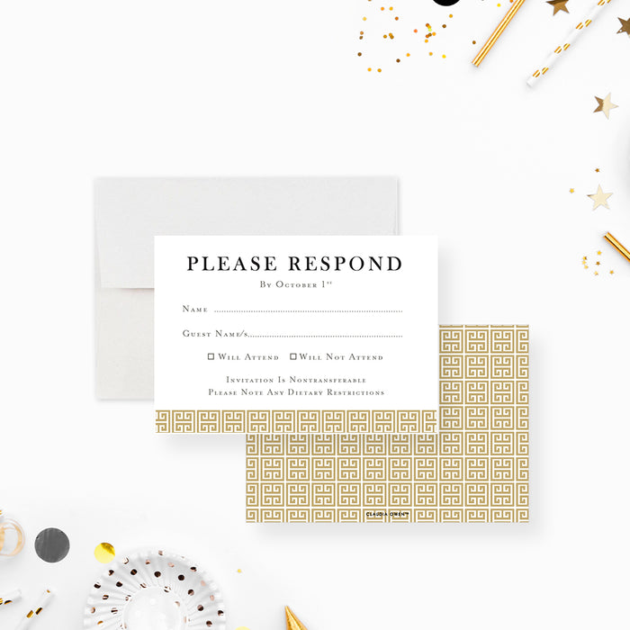 Formal Business Event Invitation Elegant Greek Key Design