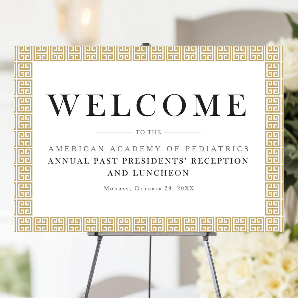 Greek Key Welcome Sign for Corporate Events Elegant Design