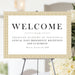 Elegant welcome sign with gold Greek key meander border, making it suitable for black-tie events and sophisticated social gatherings