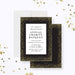Personalized invitation card with gold sparkles on a bold black frame, ideal for elegant events.-front-back