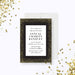 Personalized invitation card with gold sparkles on a bold black frame, ideal for elegant events.-front