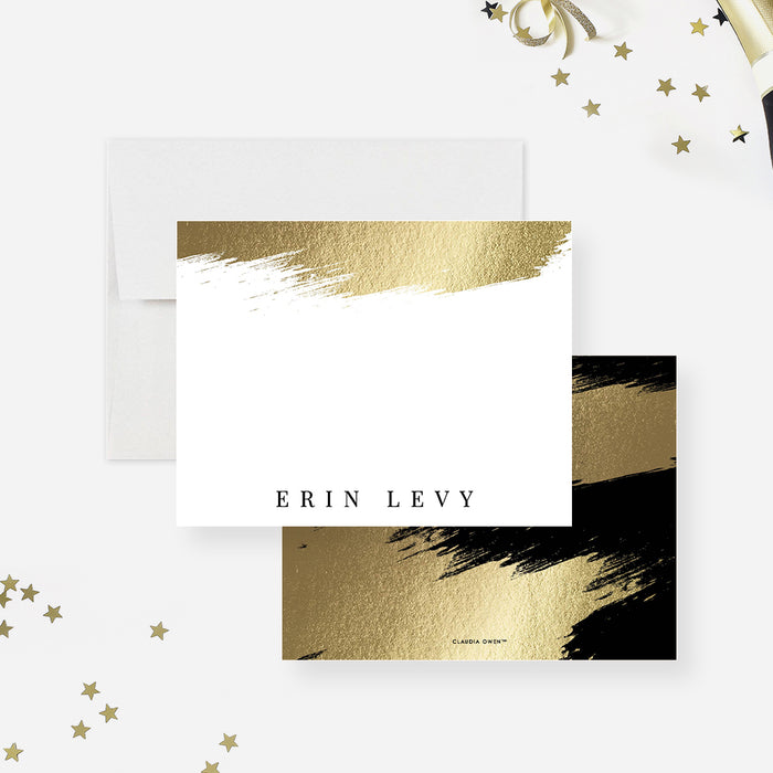 Elegant Note Card with Black and Gold Design, Custom Stationery Correspondence Card for Men, Personalized Business Gala Thank You Card