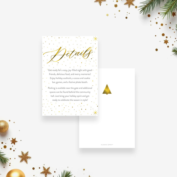 Elegant Christmas Party Invitation Gold Holiday Invite