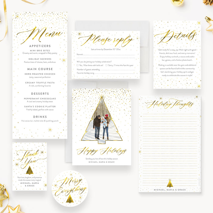 Elegant Christmas Party Invitation Gold Holiday Invite