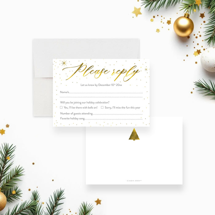 Elegant Christmas Party Invitation Gold Holiday Invite