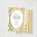 Personalized company annual employee dinner invitation card featuring an elegant gold border design.-front-back
