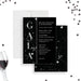 Black marble gala invitation featuring bold silver “GALA” lettering, event details, and a sophisticated monochrome design, ideal for formal events.-front-back