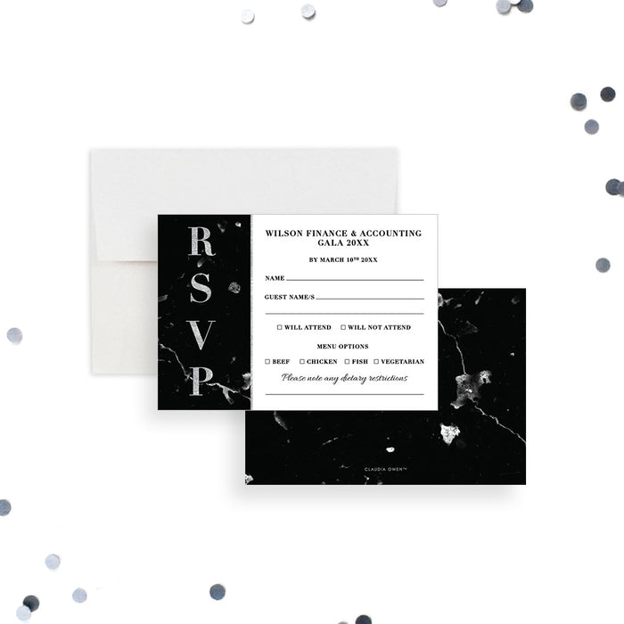 Elegant Black Marble Gala Invitation Company Event Card