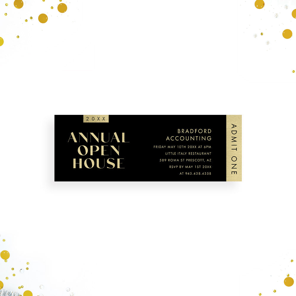 Corporate Open House Ticket Invitation Elegant Business Event