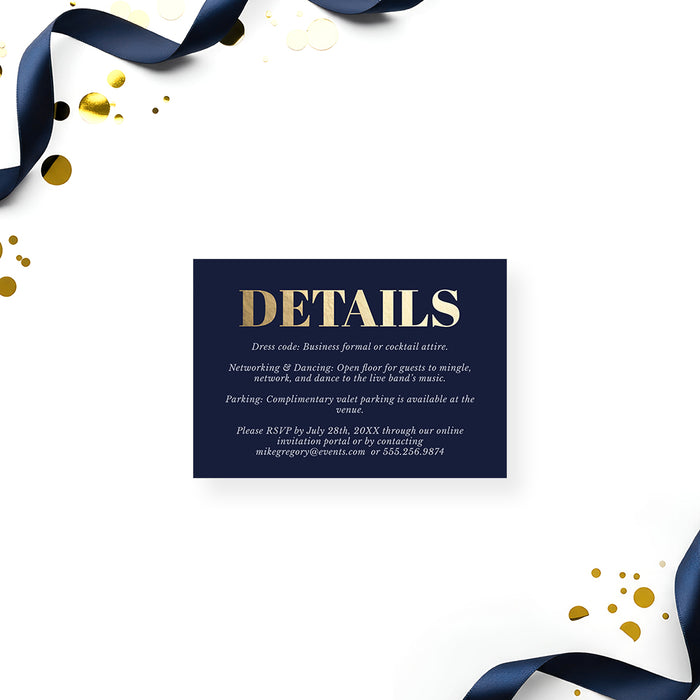 Corporate Anniversary Party Invitation Navy Gold