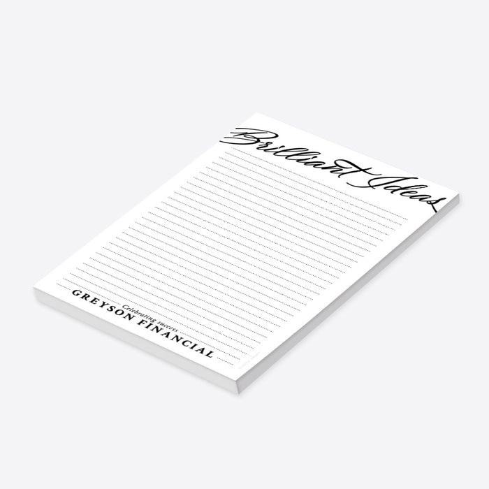 minimalist personalized notepad with elegant script typography and lined writing space for office notes and business stationery-side