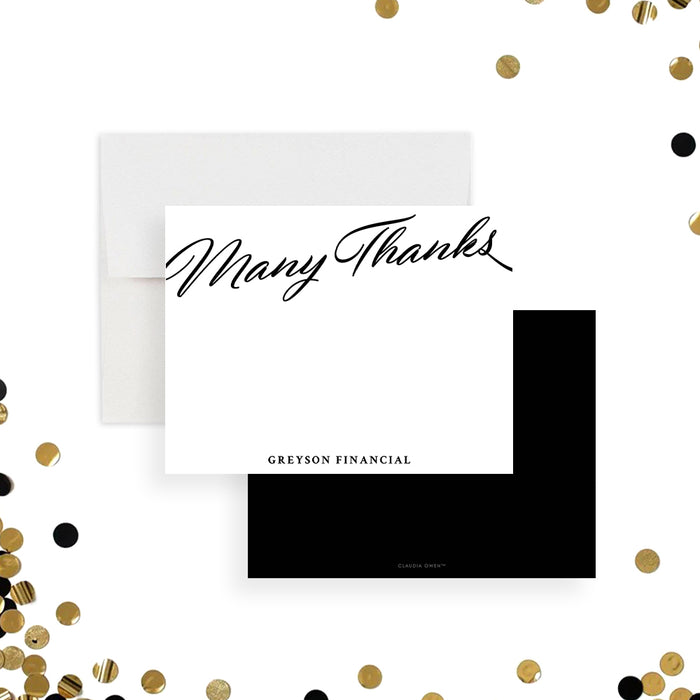 personalized corporate thank you card with elegant modern business stationery design-front-back