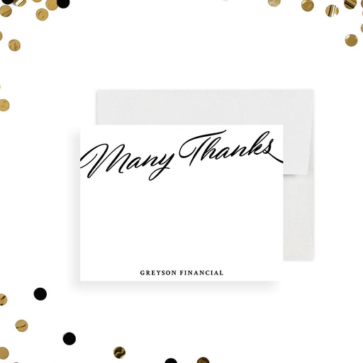 personalized corporate thank you card with elegant modern business stationery design-front