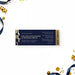 corporate anniversary ticket invitation with navy background, gold-colored party lettering, logo space, and personalized business event details