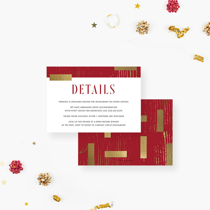 Personalized Red and Gold Dinner Invitation Corporate Event Card