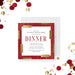 Elegant custom red and gold dinner invitation card featuring a modern design, personalized for corporate events.-front