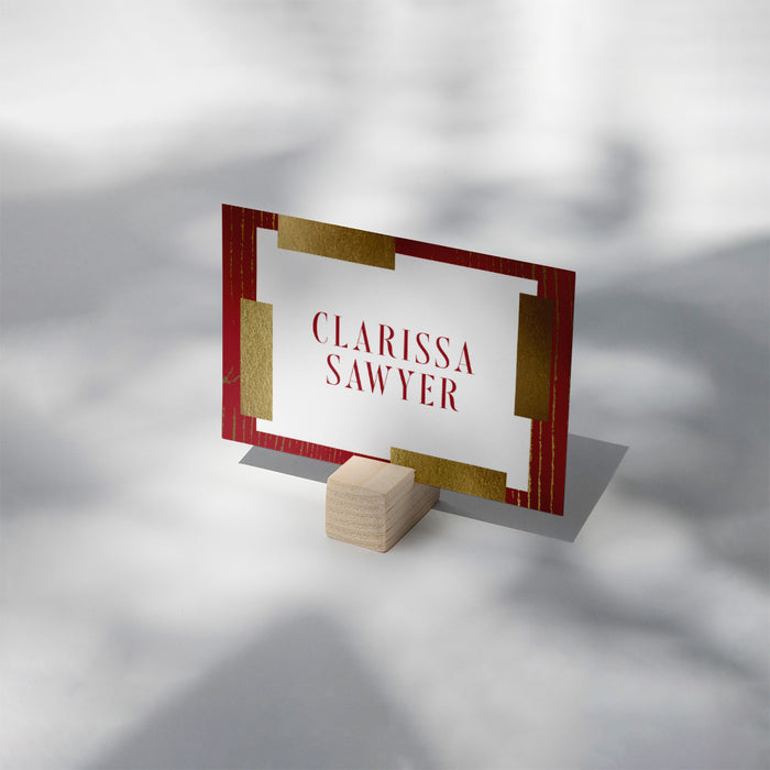 Personalized Red and Gold Dinner Invitation Corporate Event Card