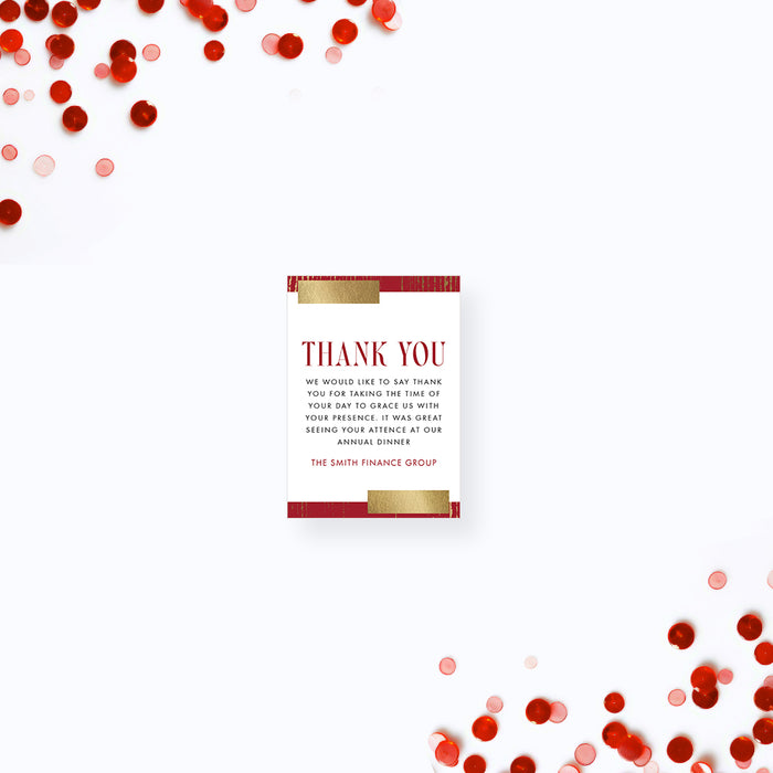Personalized Red and Gold Dinner Invitation Corporate Event Card