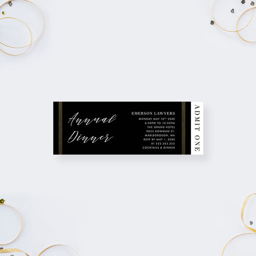 Personalized ticket invitation, custom event access pass for business or formal occasions.