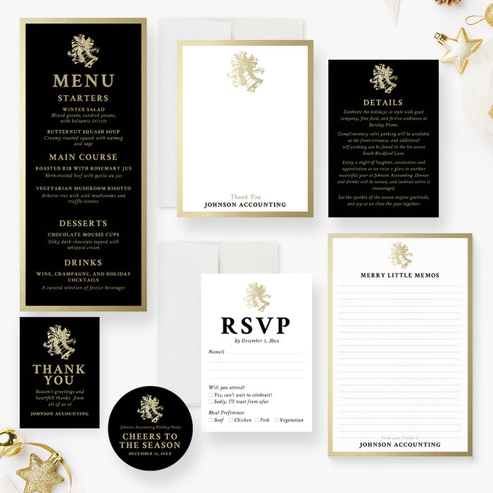 Corporate Holiday Party Invitation Black Gold Christmas Invite