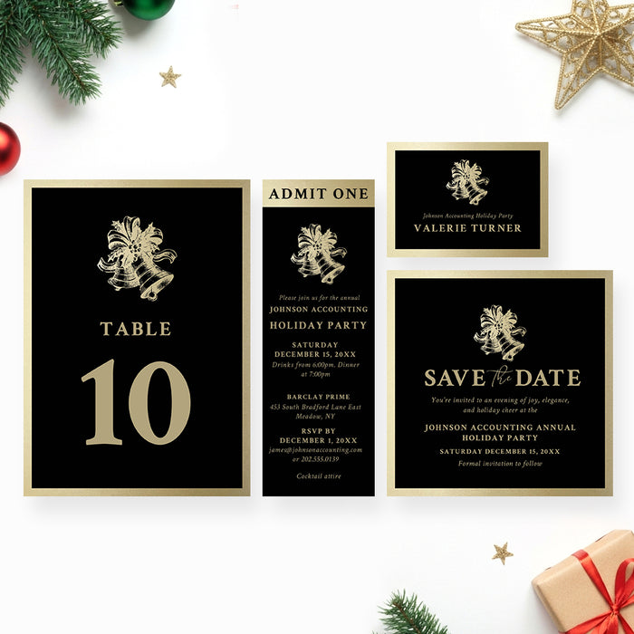 Corporate Holiday Party Invitation Black Gold Christmas Invite