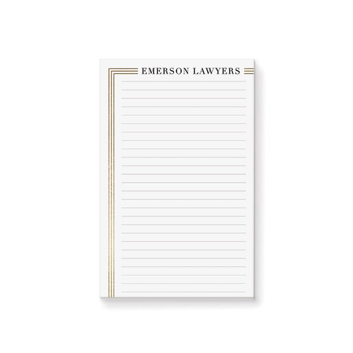 Elegant personalized notepad customized with a name or logo, perfect for office stationery or professional corporate gifts.