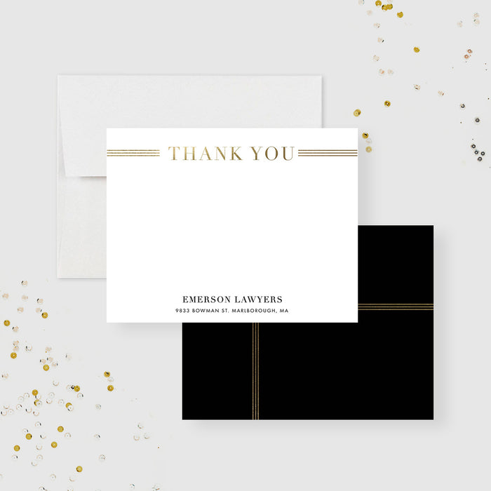 Personalized business thank-you cards for elegant corporate stationery gifts.-front-back