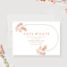 Elegant floral Save the Date wedding card template with blush pink flowers and modern typography.