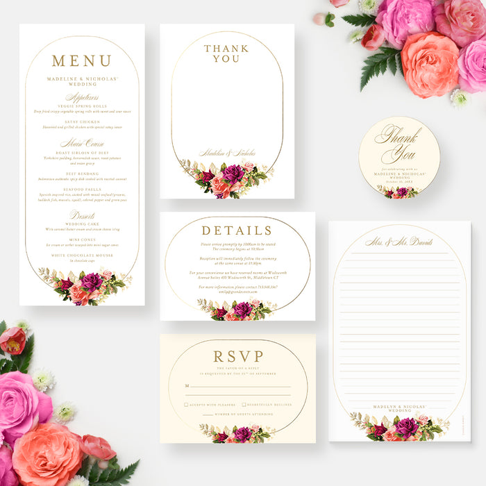 Floral Wedding Invitation Elegant Vintage Design