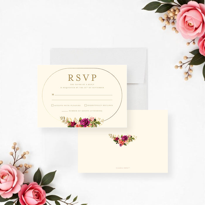 Floral Wedding Invitation Elegant Vintage Design