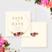 Floral save the date card with romantic botanical design, personalized with names and date, ideal for spring weddings or special events.-front-back