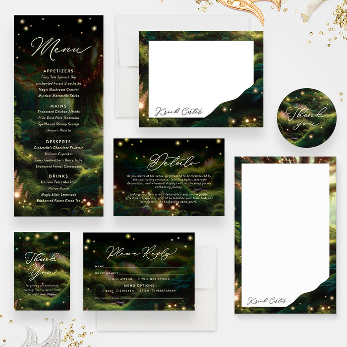 Enchanted Forest Invitation Card, Forest Theme Invitations for School Prom, Secret Garden Invites for Formal Ball Party