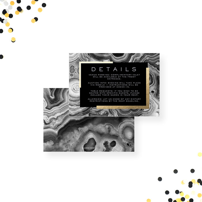 Gala and Auction Invitation Black Geode Design