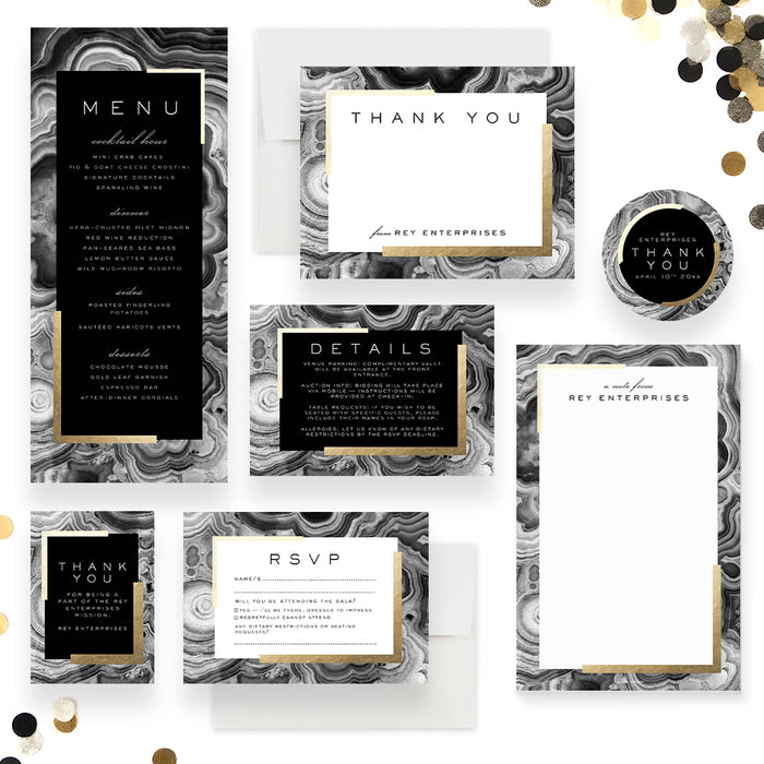 Gala and Auction Invitation Black Geode Design