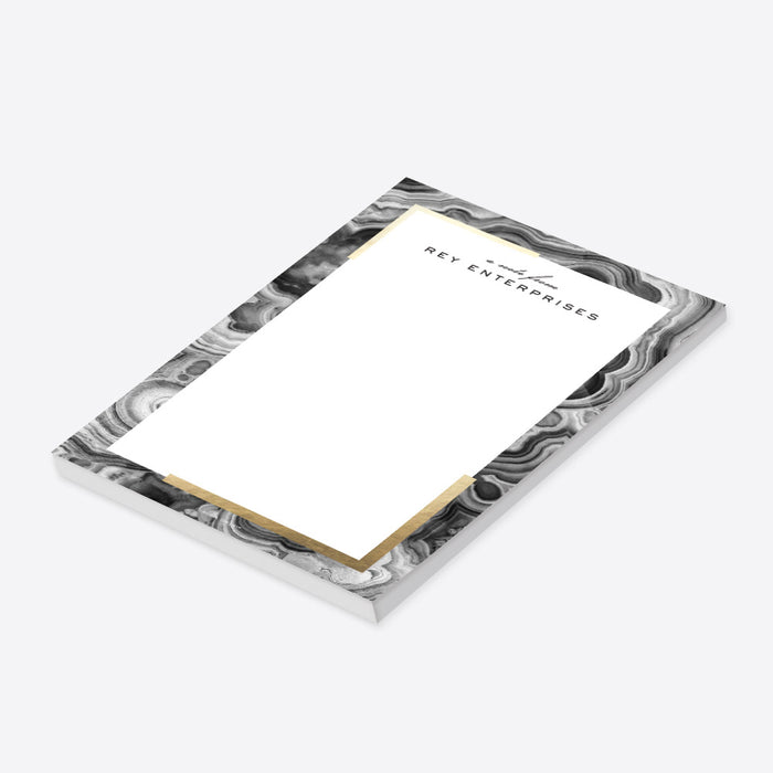 Personalized professional notepad with elegant marble agate border-side