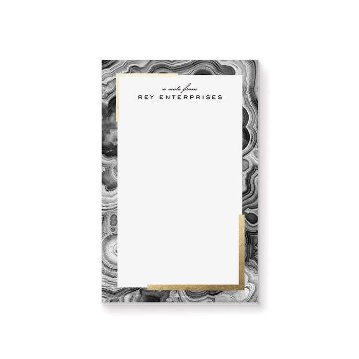 Personalized professional notepad with elegant marble agate border