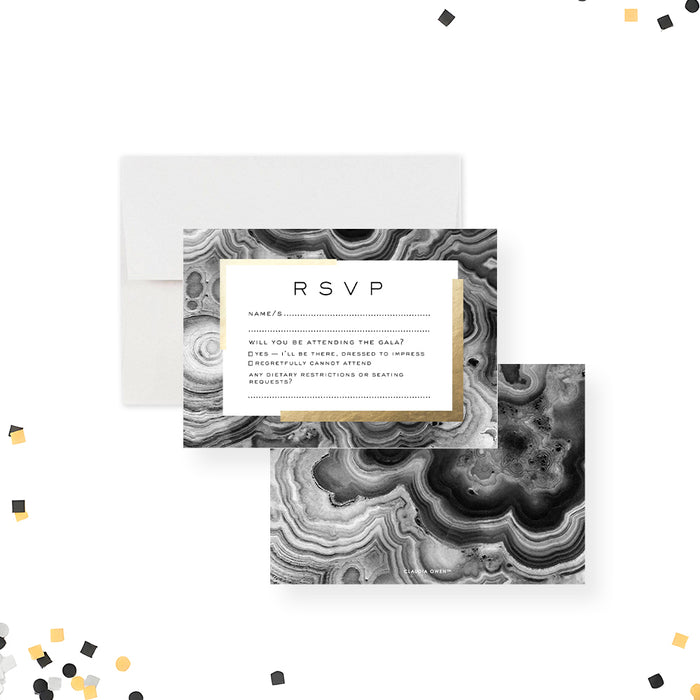 Gala and Auction Invitation Black Geode Design