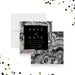 Black and gold gala and auction save the date card with geode design-front-back