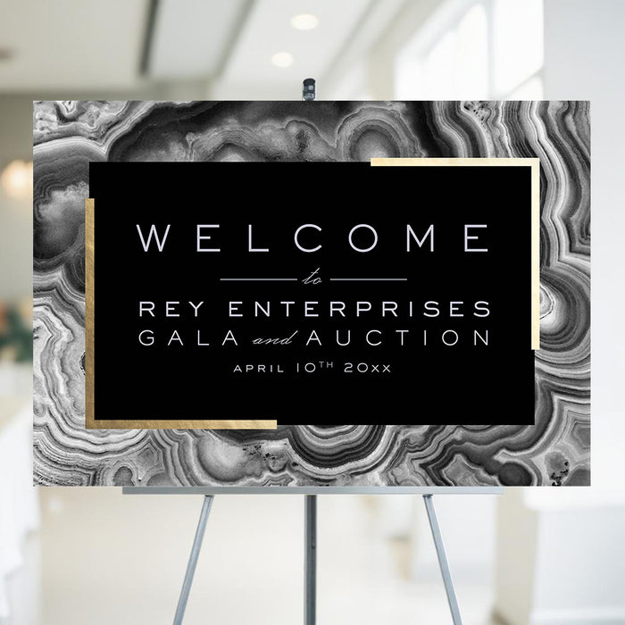 Gala and Auction Invitation Black Geode Design