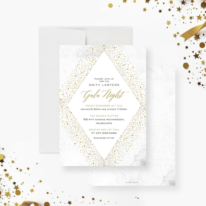 Business gala invitation with elegant layout and modern typography for corporate event, fundraiser or formal dinner-front-back