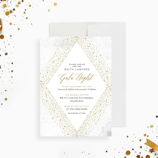 Business gala invitation with elegant layout and modern typography for corporate event, fundraiser or formal dinner-front