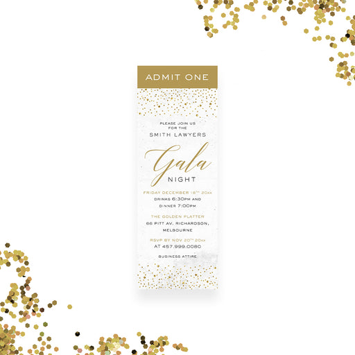 Corporate gala ticket invitation admit one style elegant business event invite for fundraiser or formal dinner