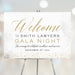 corporate gala welcome sign elegant business event sign displayed on easel for charity gala or professional event entrance decor